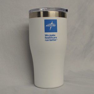 18 oz Medline white metal thermal tumbler travel cup (303w)